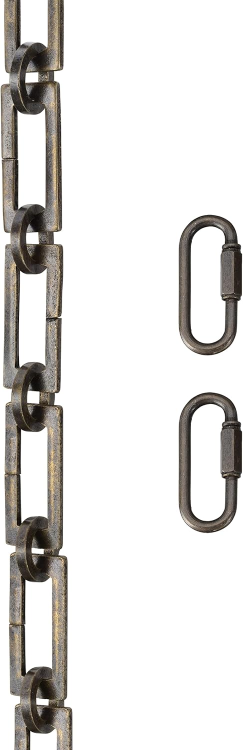 Aspen Creative 21128-07-1, Steel Heavy Duty Chain & Two Quick Link Connector for Lighting Fixture/Swag Light/Plants / 3 Feet, Antique Brass, 8 Gauge