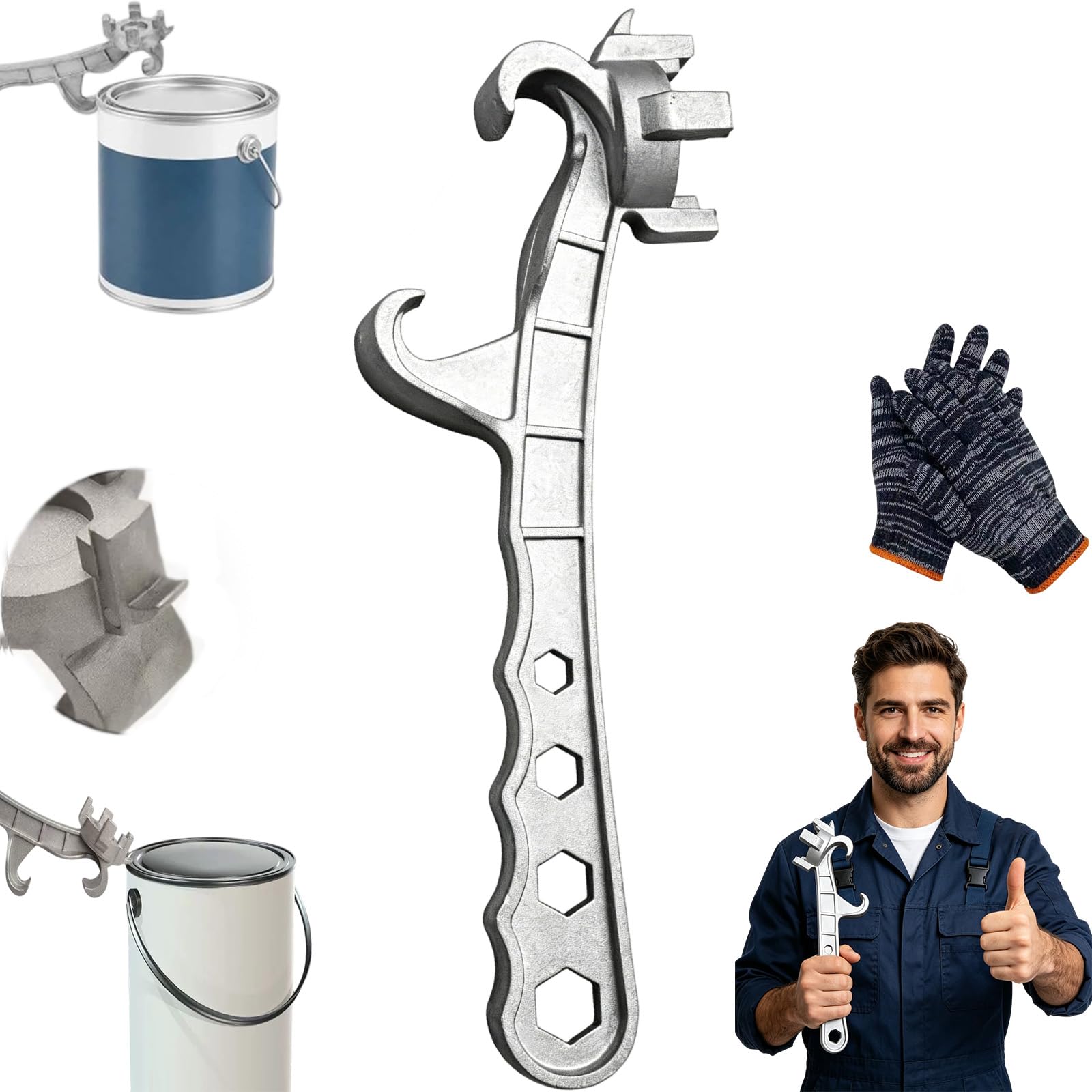 Aluminiowy klucz nasadowy, wytrzymały otwieracz do beczek i puszek z farbą, wielofunkcyjna, ergonomiczna konstrukcja do użytku przemysłowego i domowego (1 szt.)