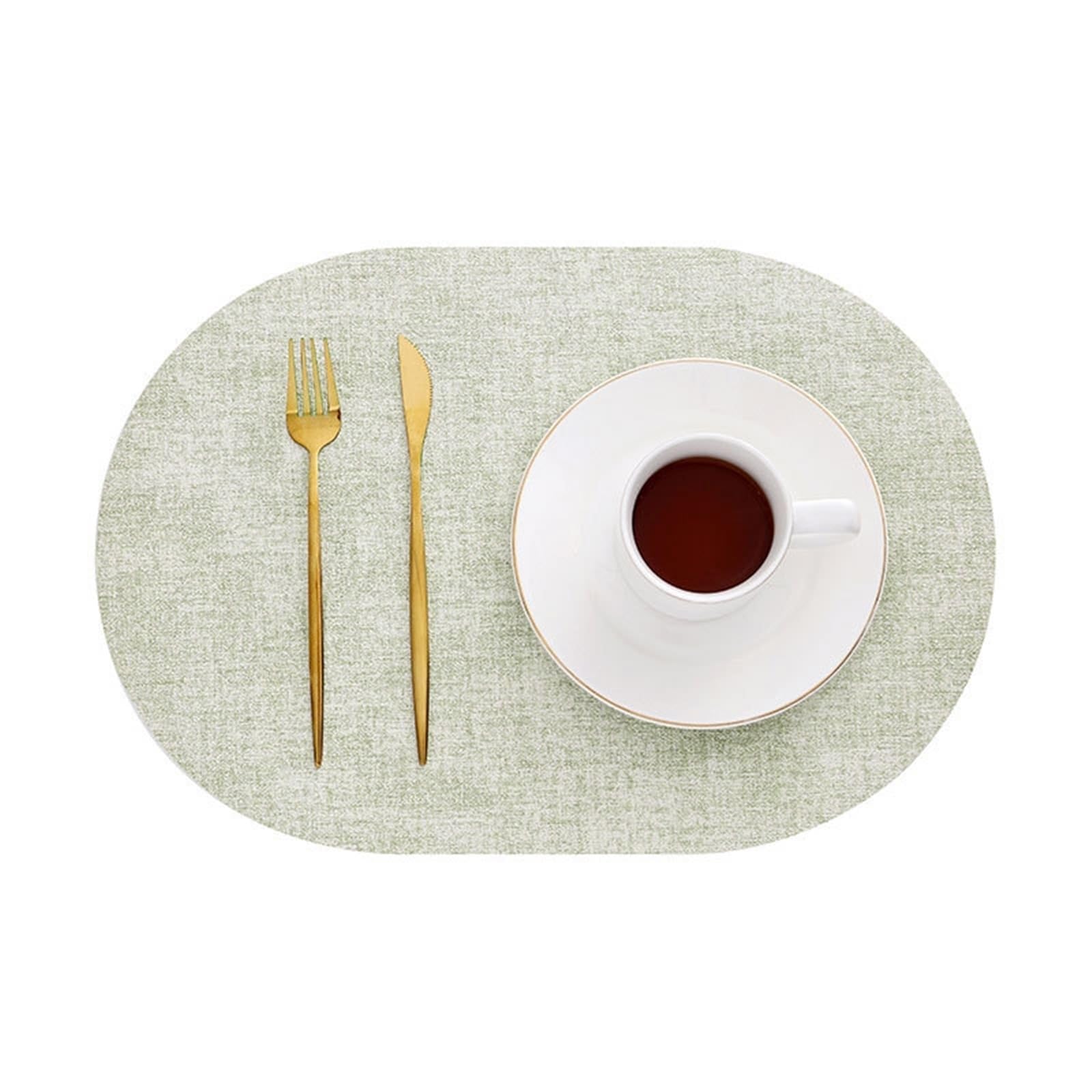 Lot de 6 sets de table - Vert clair uni - Structure tissée - 30 x 44 cm - Pour cuisine et salle à manger
