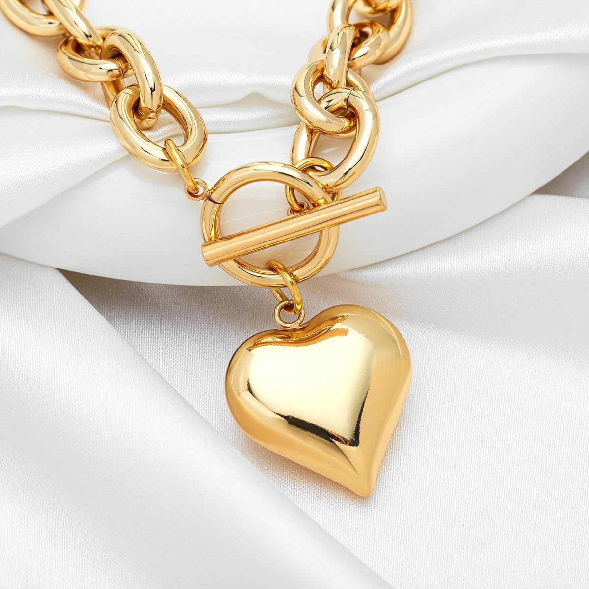 Chunky Gold Pendant Necklaces For Women Gold Chain links With Sun Heart Lion Conch Shell Charms Summer Necklaces Beach Jewelry Gift - Image 4