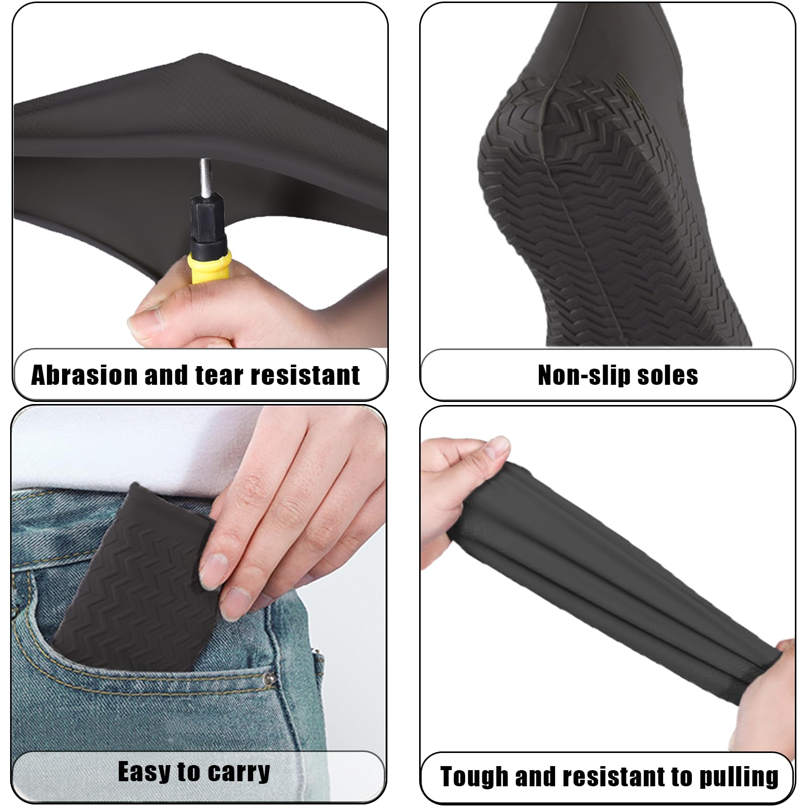 Ahigh Schuhuberzieh Wasserdicht,3 Paare Schuh Überzieher,Schuhüberzieher Einweg/Mehrweg Latex-Regenschutz Schuhe,Schuhüberzieher Rutschfest für Regen,Schneetag,Wüstenstrand,Schlammige Straßen