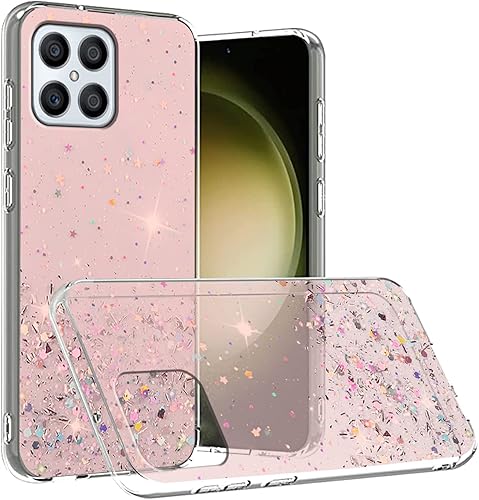 Funda compatible con Honor X8 con purpurina verde transparente, funda de teléfono Honor X8 de silicona transparente de TPU suave para mujeres y