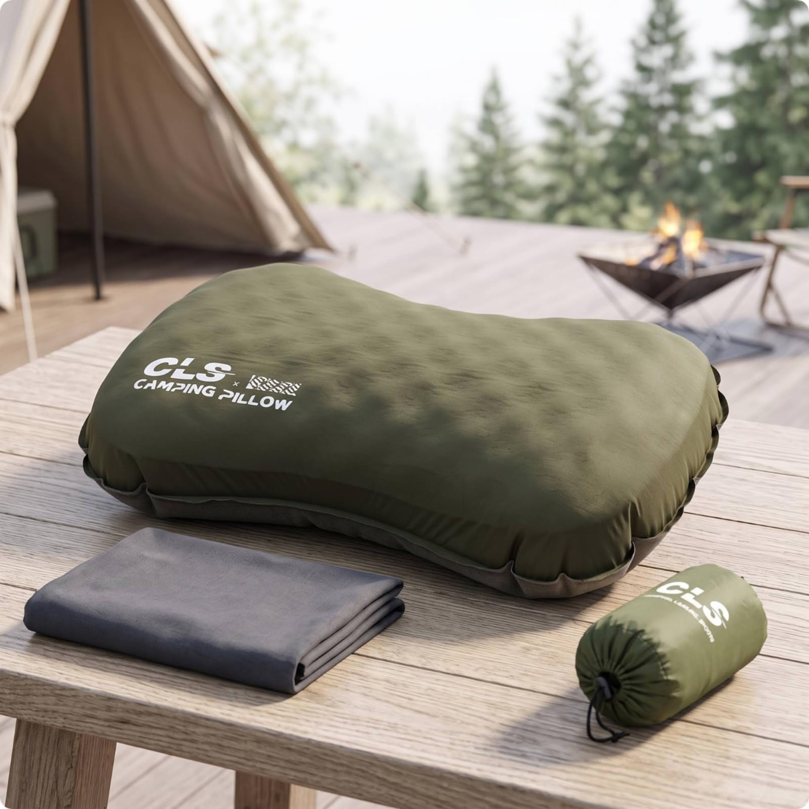 Qianly Almohada Inflable Camping Portátil Almohada Viaje Inflable Ligera para Campistas, Mochileros, Viajes, Oficina, Beige