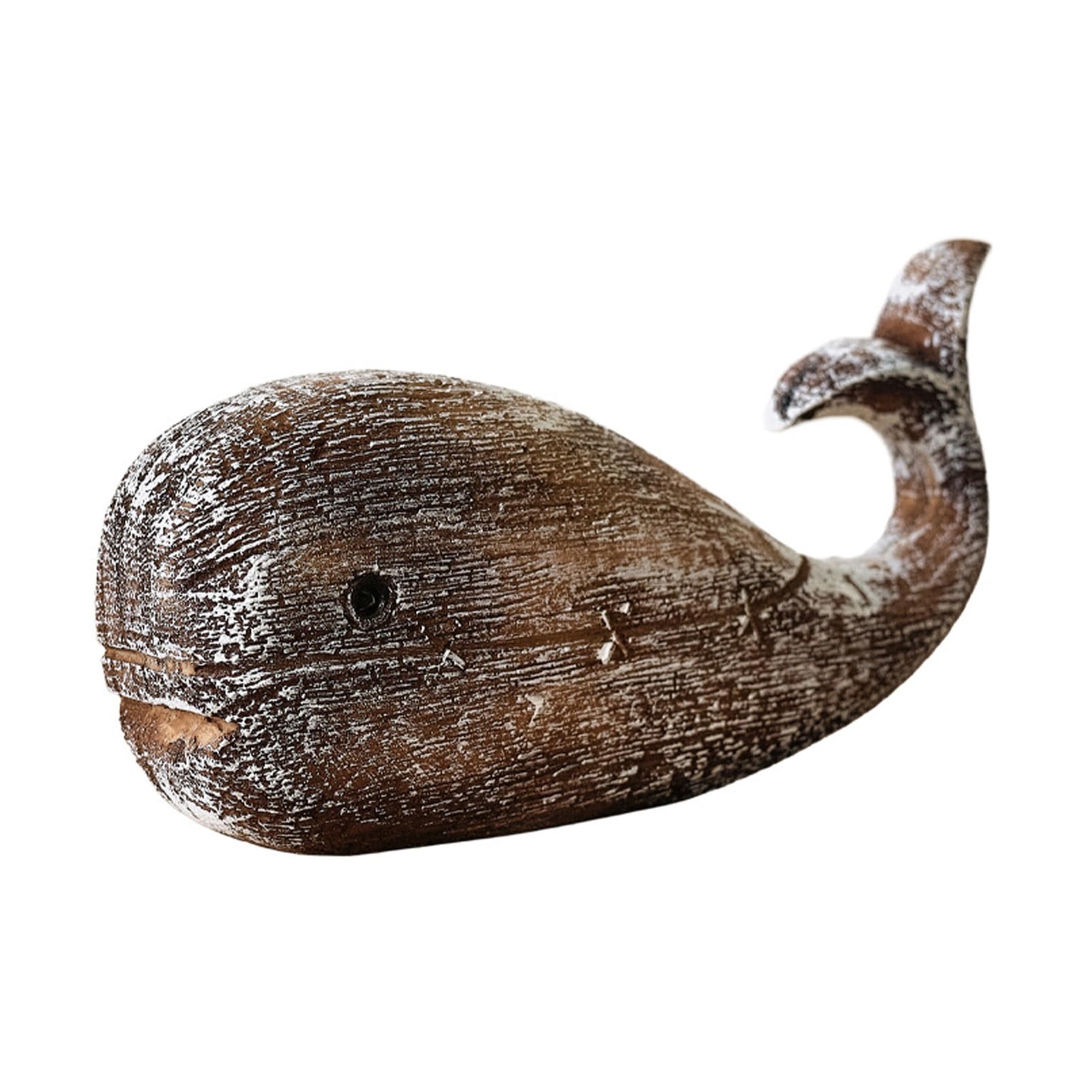 Rustic Nautical Resin Whale Figurine, Coastal Farmhouse Sea Animal Sculpture Statue for Desk & Home Shelf Decor A S