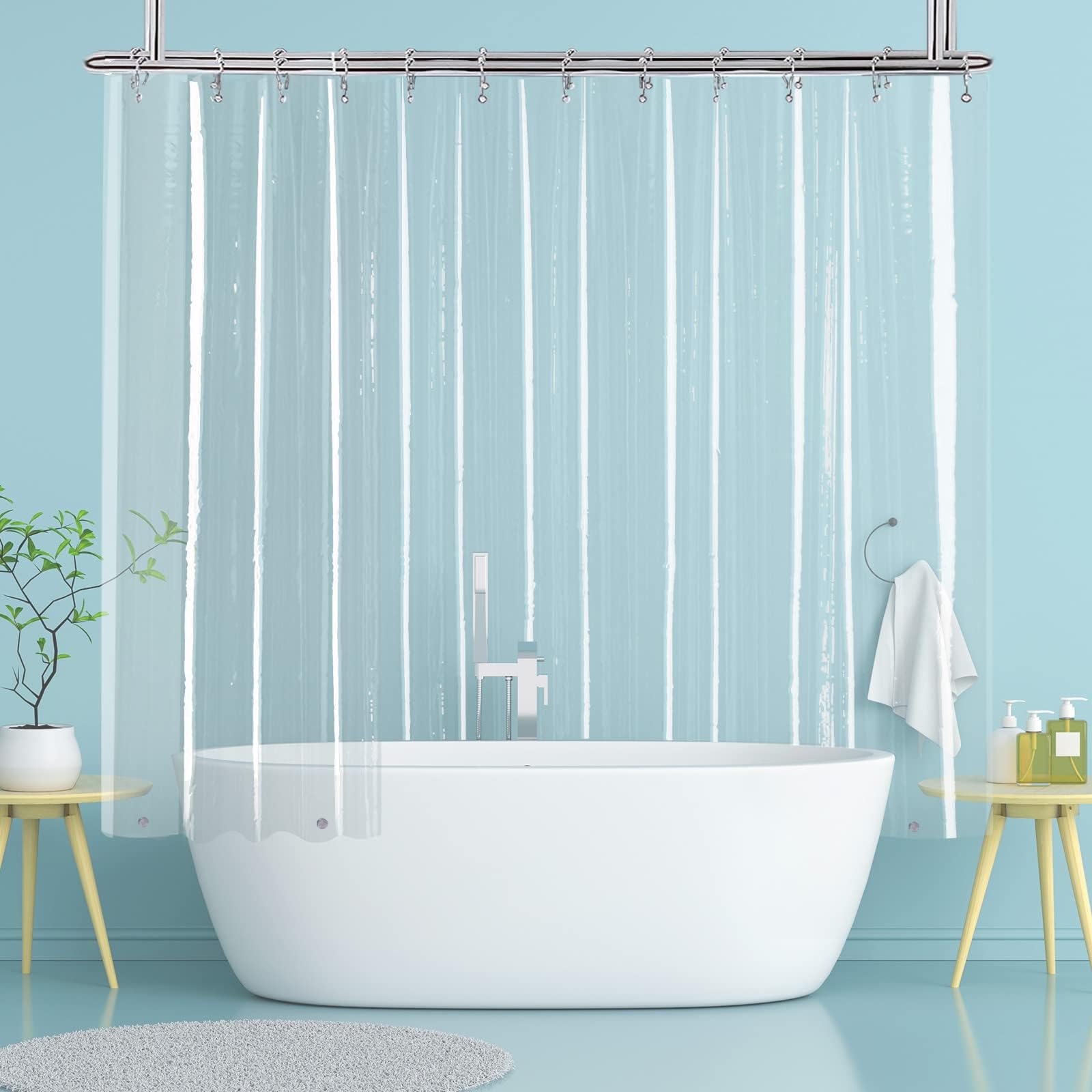 YISURE Extra Wide and Short Shower Curtain Liner 108x60in
