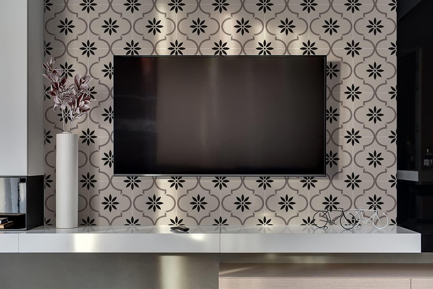 Decormat Selbstklebende Vinyl Spritzschutz 100x50cm Deko Aufkleber Bodenbeläge PVC für die Küche zum Badezimmer Wandaufkleber Selbstklebende Tapete - Arabisches Blumenmuster