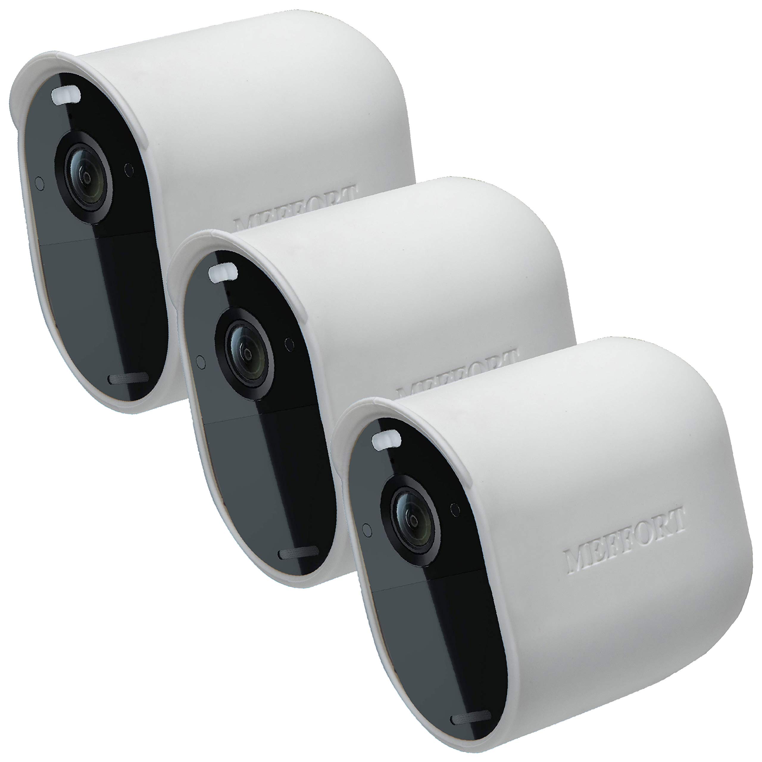 Meffort IncSilicone Skin Case Cover with Sun Glare UV & Weather Protection Camouflage Disguise Covers Compatible with Arlo Essential Camera (1st Generation) ONLY - White (3 Pack)