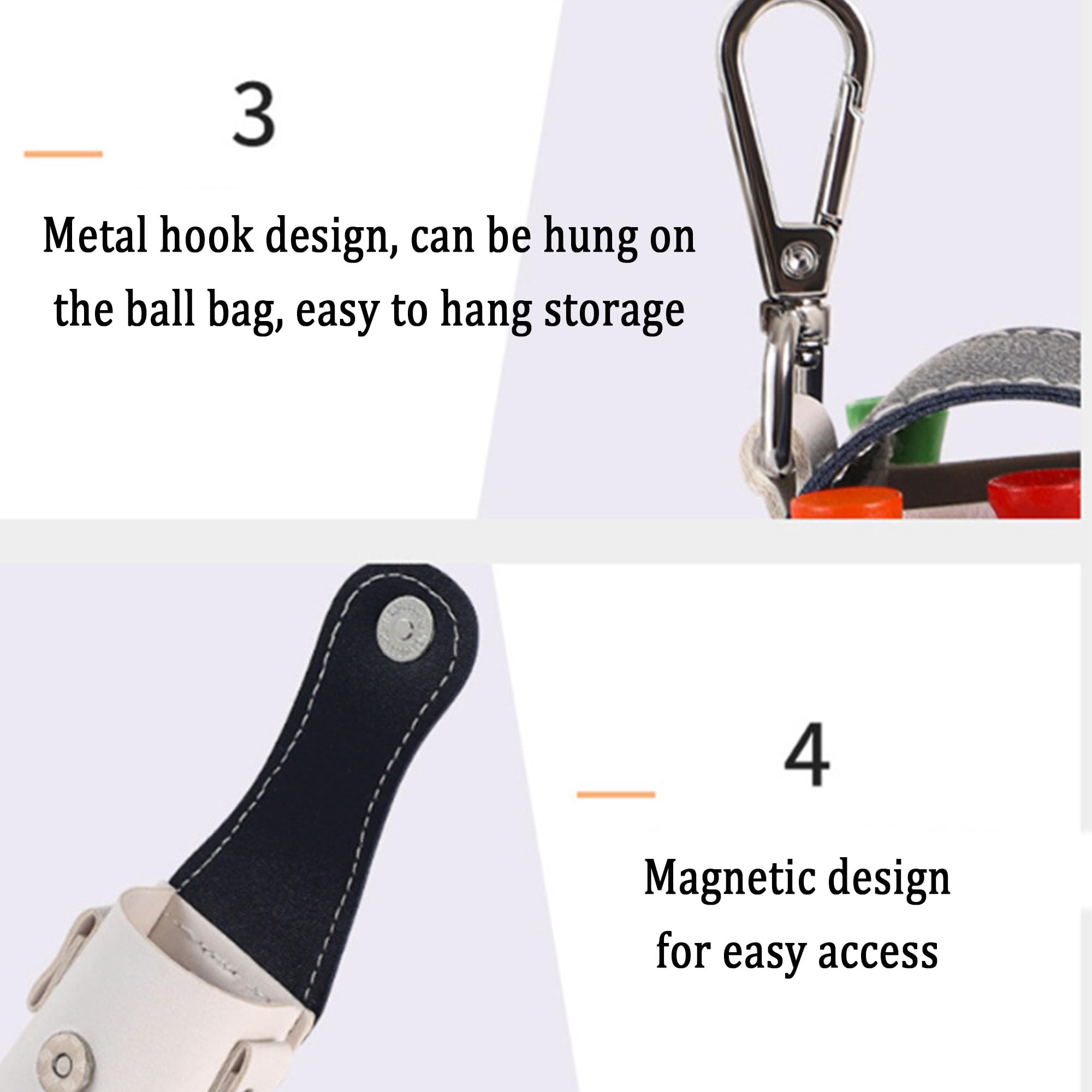 Marsupio in pelle per palline da golf, mini borsa protettiva per palloni da golf, borsa da golf con clip sospesa, per allenamento di golf, tempo libero