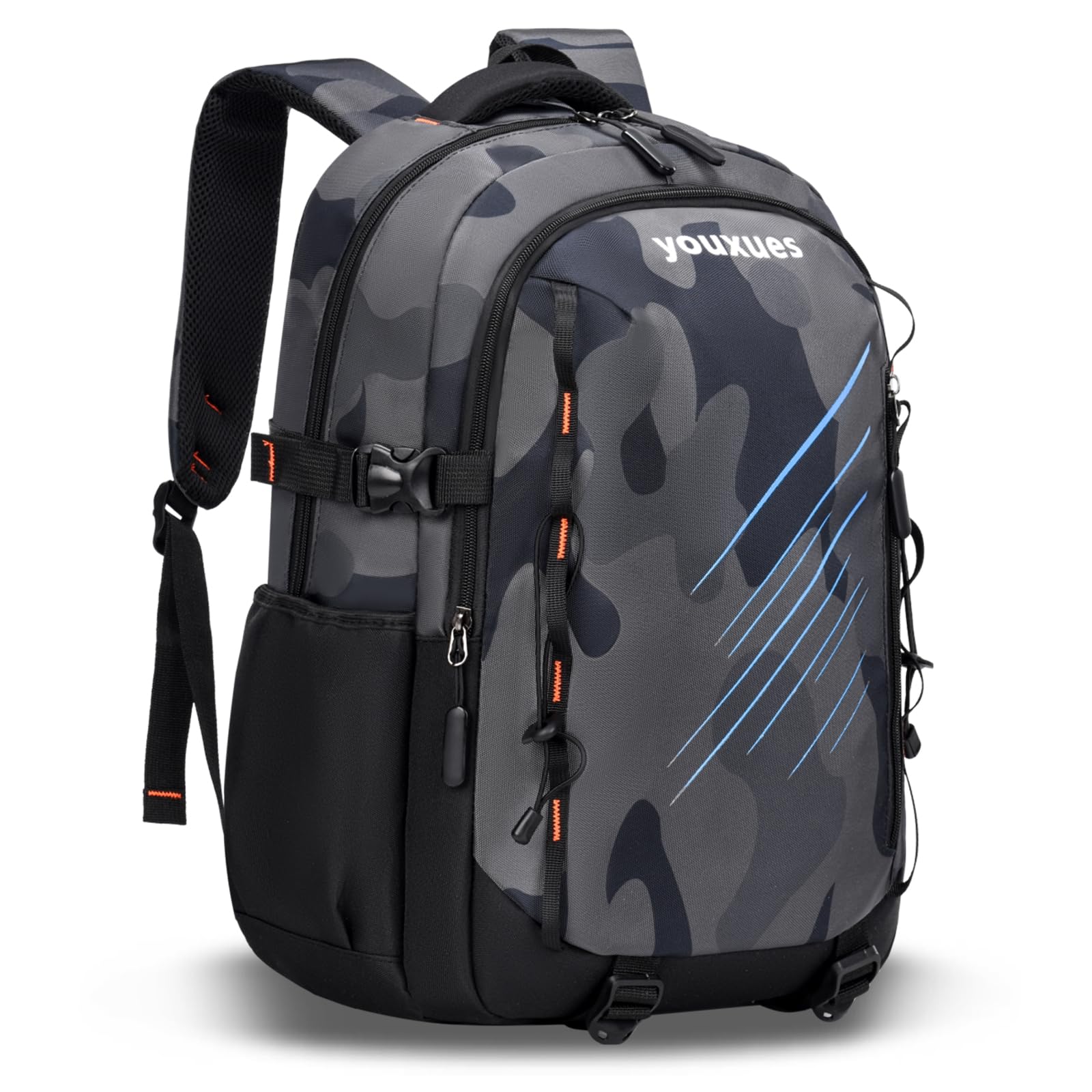 Amythe Sac à Dos Collège Garçon – Cartable Adolescent Léger et Imperméable – Grand Sac d'École Camouflage pour Garçons 12+ Ans, 15.6 Pouces – Pour l'École, Voyager, Quotidien