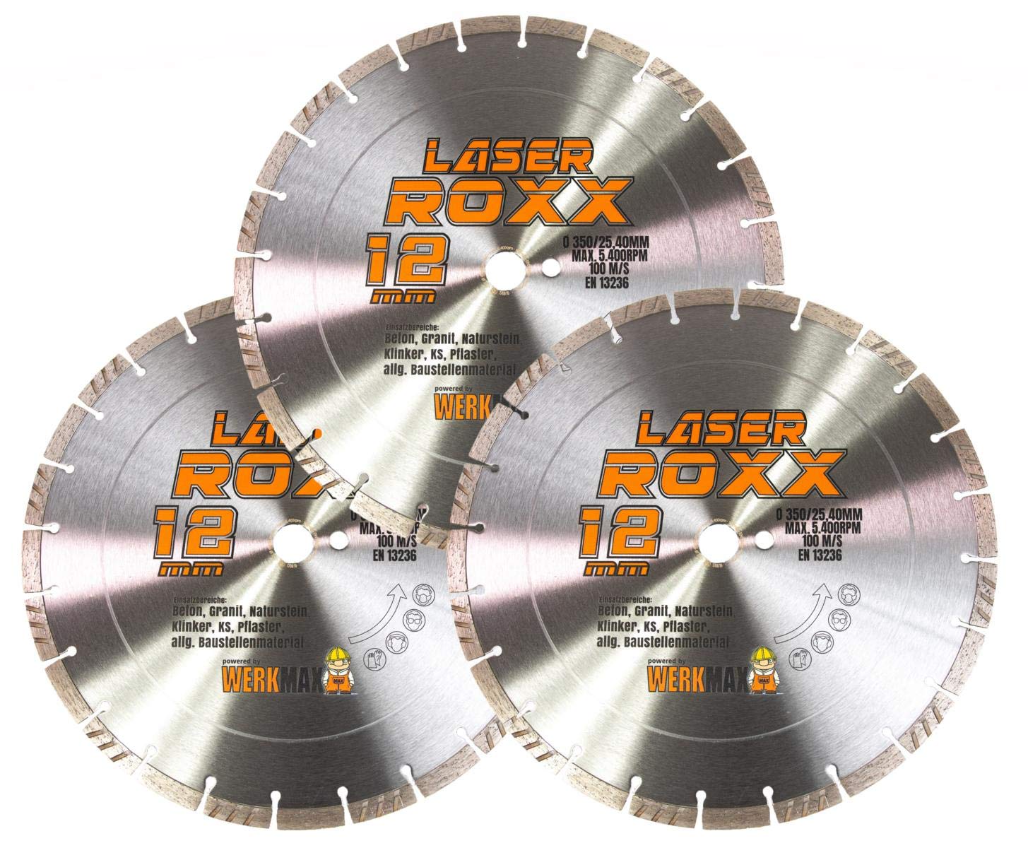 Werkmax Discos de corte de diamante universales de 350 x 25,4 mm.