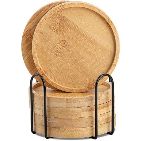 Bamboo Coaster Set of 6 with Lid Holder - The Epitome of...