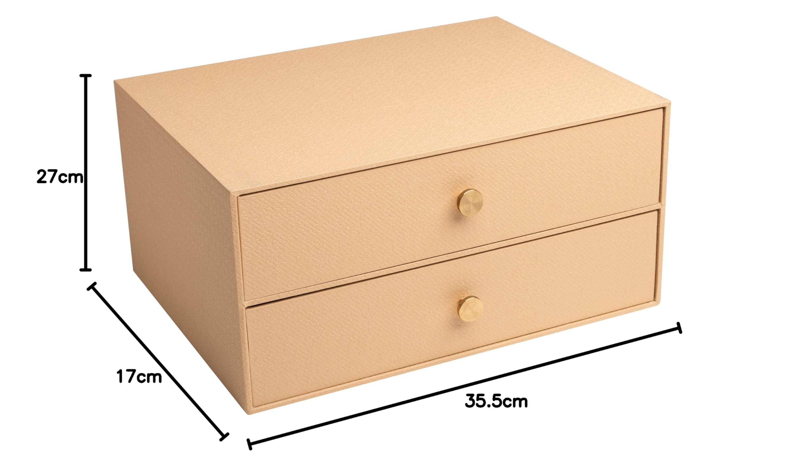 Exacompta - Réf. 30602E - Module de rangement à 2 tiroirs Office By Me - En carton recyclé - Pour document A4+, Dimensions : Profondeur 17x largeur 35,5 x Hauteur 27cm - Coloris Beige