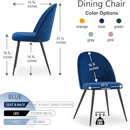 Miniatura 6 de Homedot Juego de 4 sillas de comedor de diseño simple, silla de estar sin brazos para mesa de comedor, silla tapizada de terciopelo, cómoda silla de