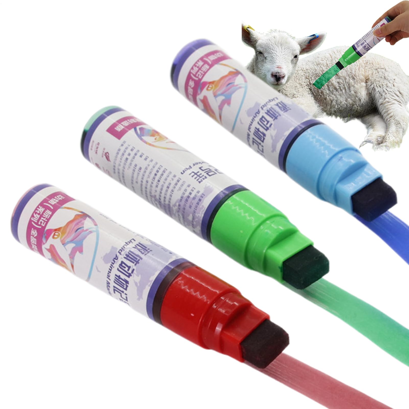 Marqueur Pour Bétail Et Animaux D'Élevage, Lot De 3 Crayons Marqueurs Pour Identification Animale, Materiel D Elevage Caprin, Pour Bovins Ovins Caprins Agneaux Veaux Et Ferme Agricole