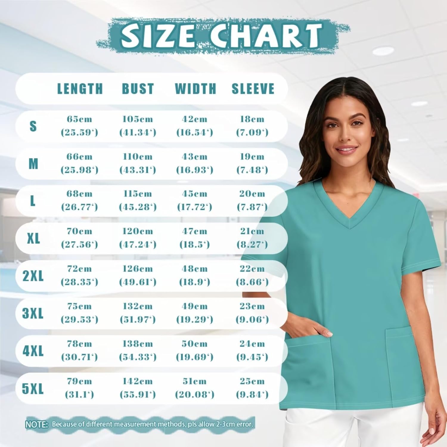 Scrubs for Women Set Medical Uniform V Neck Short Sleeve Top and Straight Jogger Pants with Six Pockets Workwear