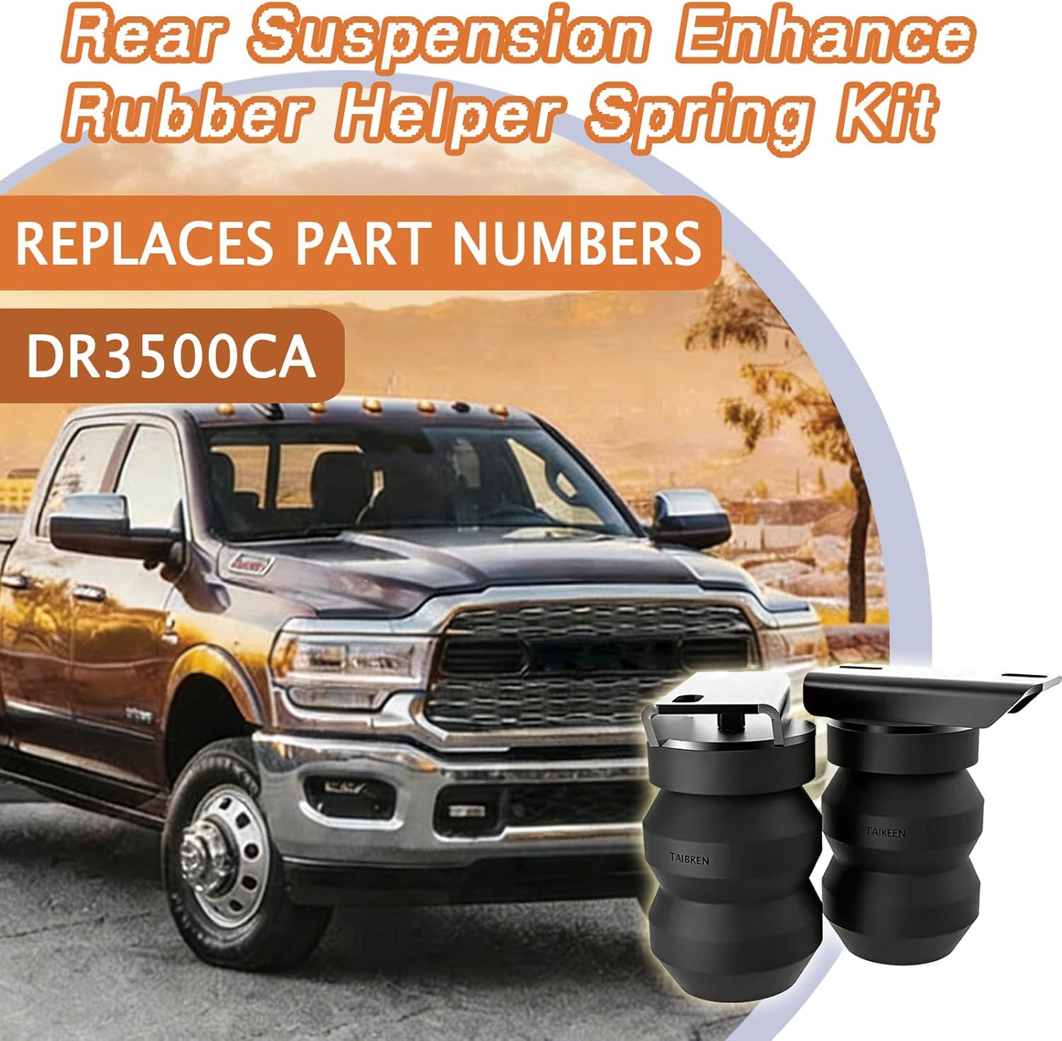 DR3500CA Rear Rubber Helper Suspension Bump Stops Compatible with Dodge Ram 3500 RWD 4WD Bumper Stop/Cushions Up to 8600 lbs Load Capacity