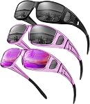 Lunettes de soleil KALIYADI Wrap Around Fit-Over : lunettes de soleil polarisées pour hommes et femmes avec protection UV pour conduire