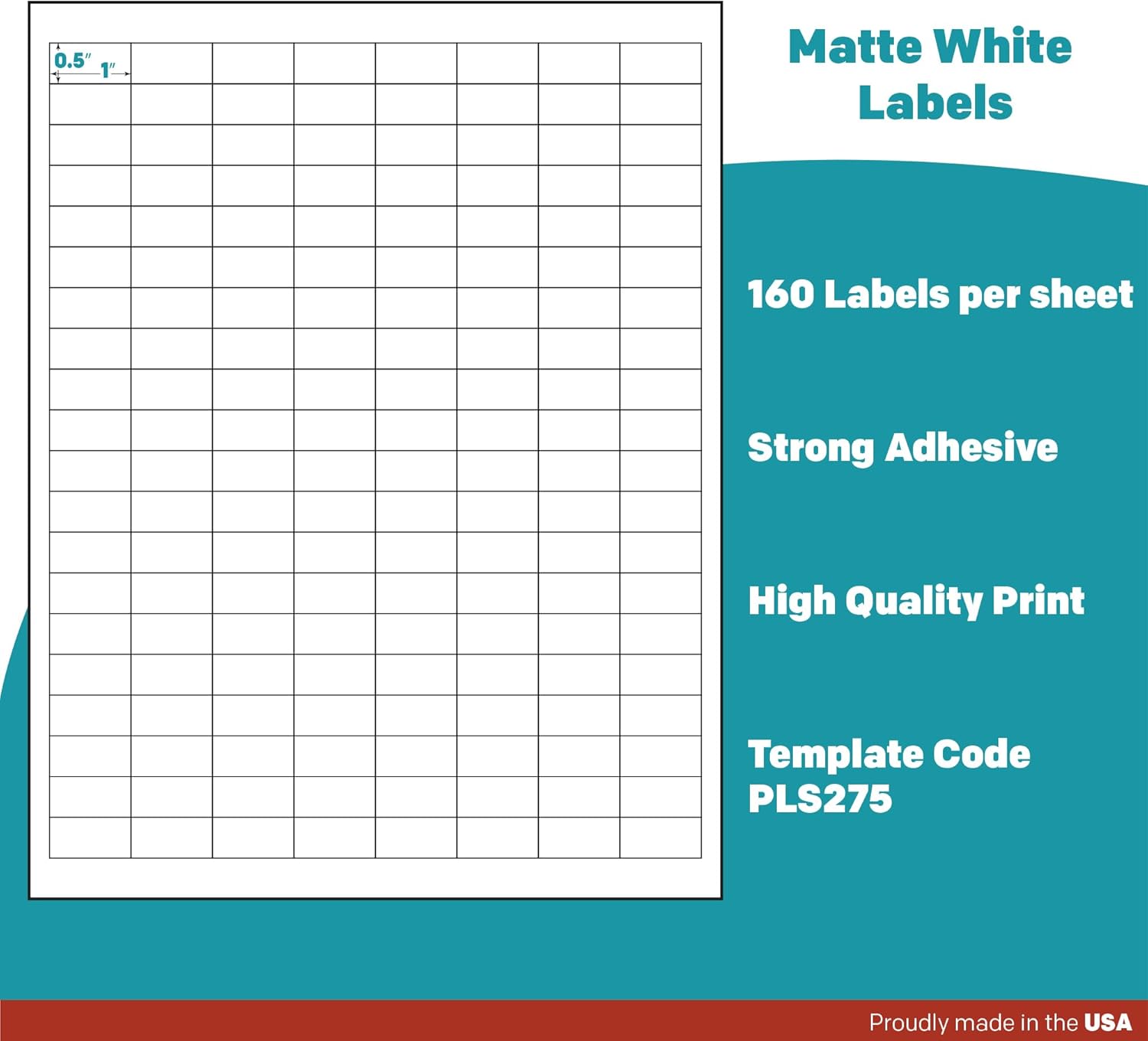 Premium Label Supply White Sticker Barcode Labels – 1" x 0.5" – Laser/Inkjet Compatible – (160 per Sheet), 500 Sheets – 80,000 Total Adhesive Labels
