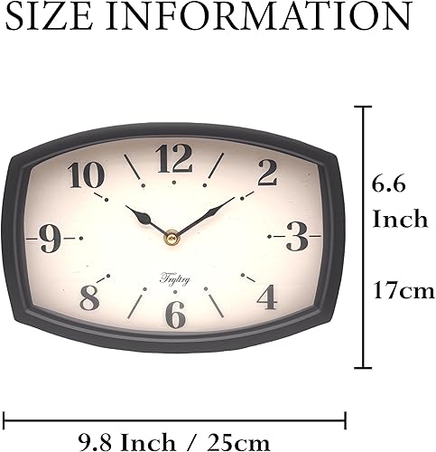 Miniatura 2 de Reloj de pared negro retro rectangular reloj de pared funciona con pilas estilo antiguo de diseño antiguo para cocina, sala de estar u oficina,