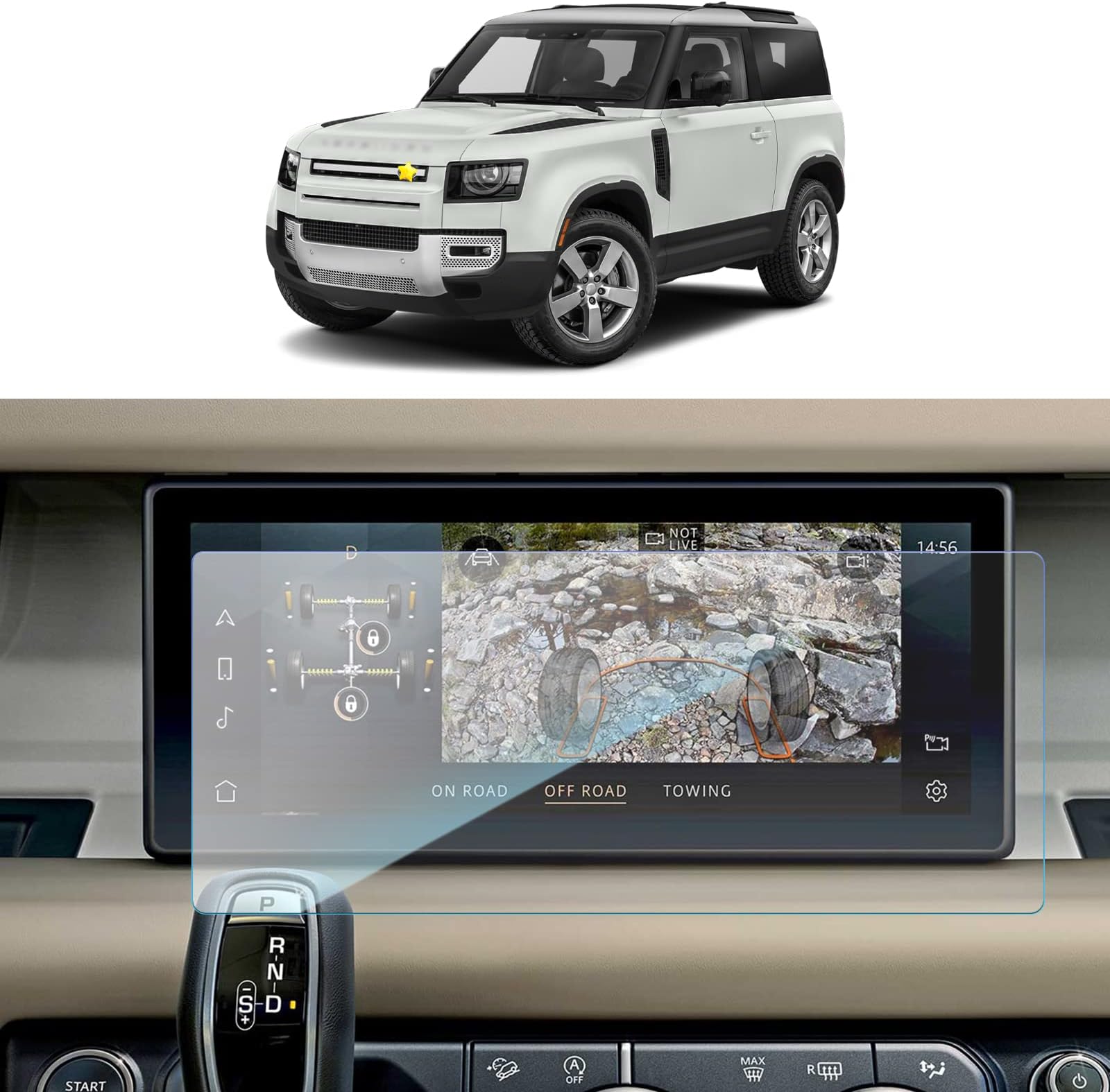 Screen Protector for 2020-2022 Land Rover Defender 90 110 10 Inch Navigation Display Tempered Glass 9H Hardness Anti Scratch & Glare HD Clear