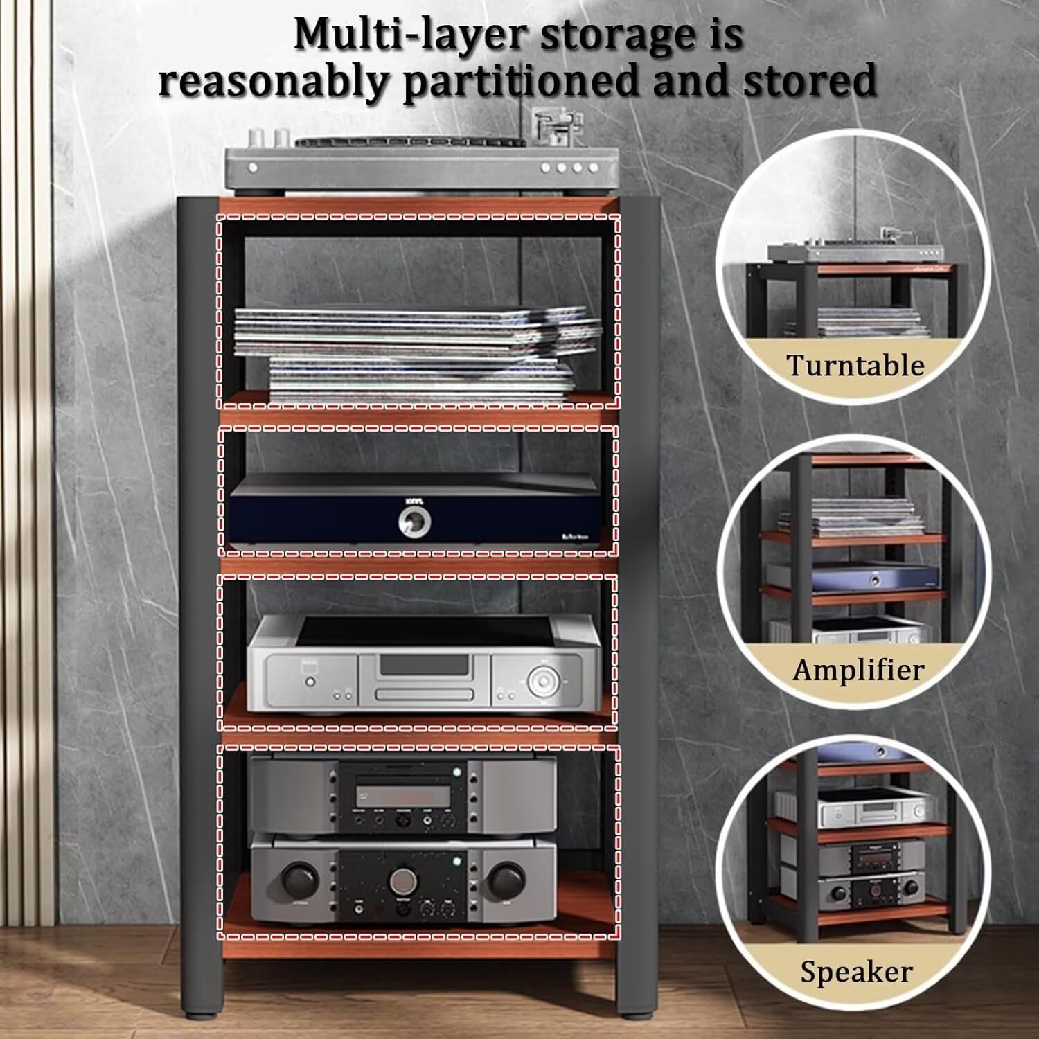 HiFi Audio 2/3/4/5-poziomowy stojak stereo do gramofonów płyt winylowych i mebli telewizyjnych Bluray idealna do wzmacniaczy i przetworników cyfrowo-analogowych