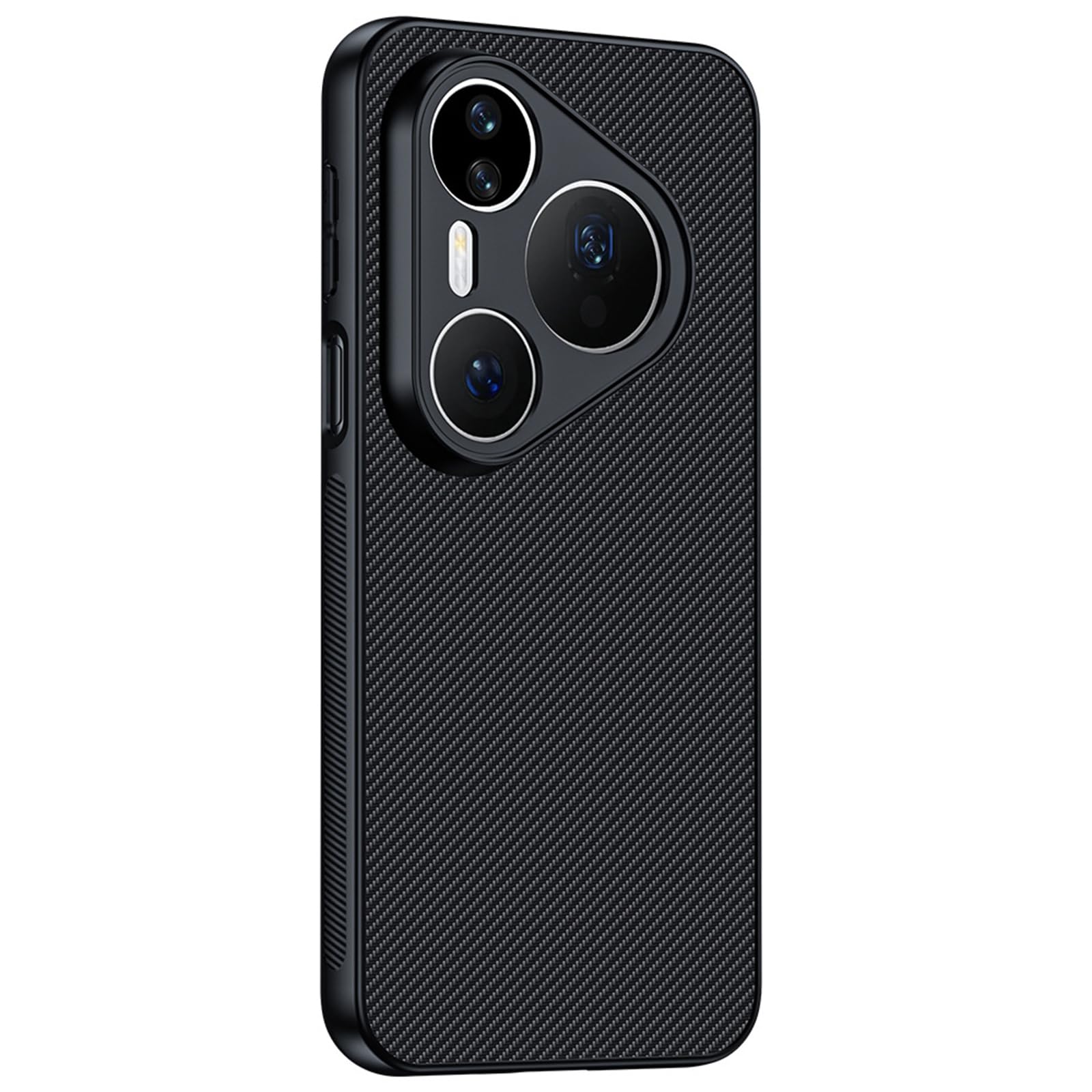 MFAOSHI Slim Case for Huawei Pura 90 Pro Max/90 Pro/90, Carbon Fiber Pattern Anti-Slip Case All-inclusive Lens Protection Cover,Black,90 Pro