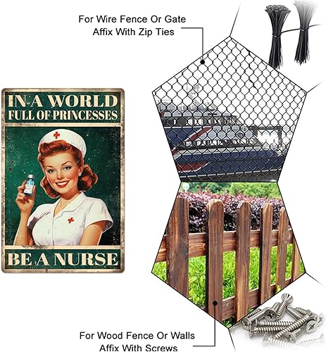 Miniatura 4 de GLOBLELAND Letrero de metal retro con texto en inglés "In a World Full of Prince Be A Nurse" de 12 x 8 pulgadas, póster retro para pared, oficina,