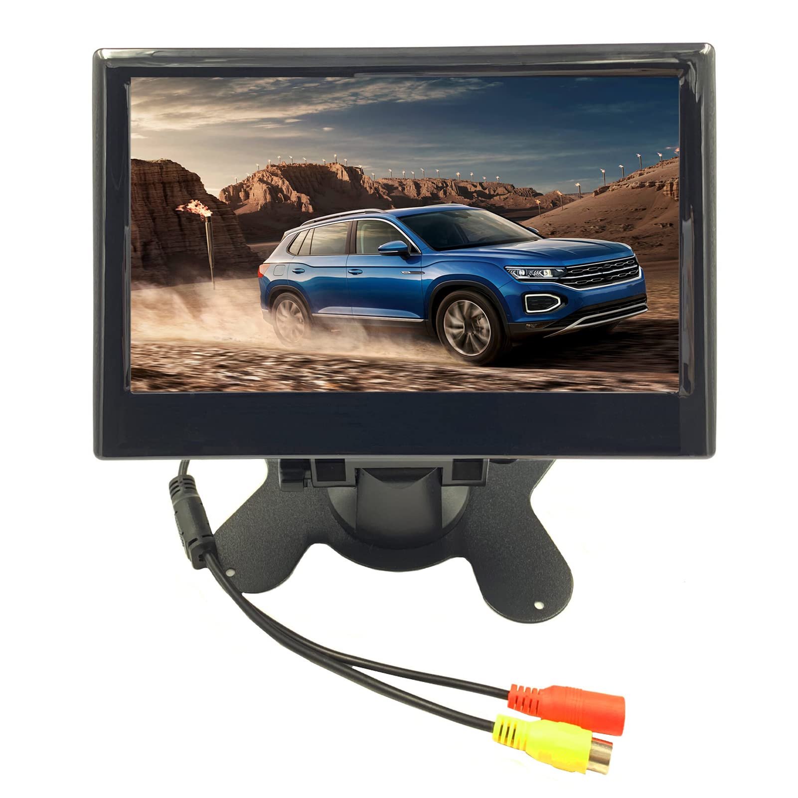 Monitor de Marcha Atrás, Monitor de Marcha Atrás de Coche de 7 Pulgadas, 12 a 24 V, 170 Grados, Gran Angular, Color, LCD, HD, Entrada de Vídeo Bidireccional para Camiones, (cámara redonda)