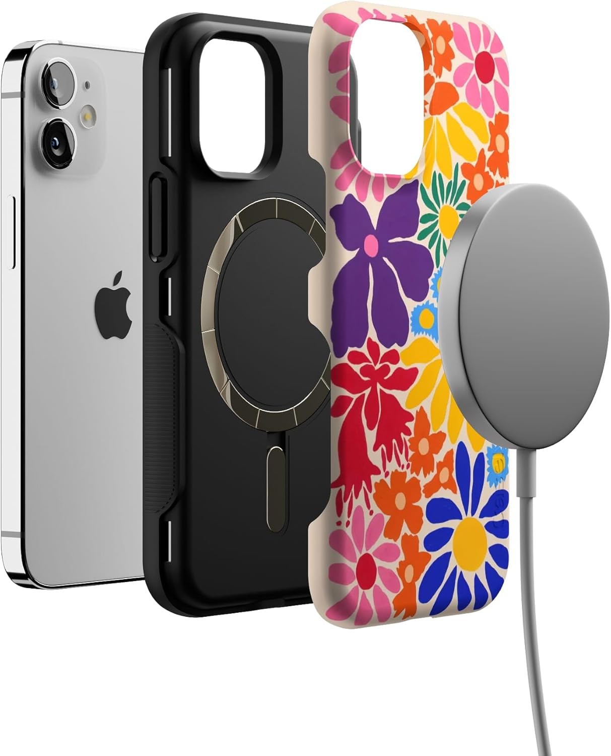 Casely iPhone 12 Mini Case | Flower Patch | Multi-Color Floral | Bold Protective Design | Compatible with MagSafe