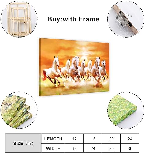 Miniatura 10 de Decoración artística de pared de 7 caballos corriendo de la suerte, 3 pósteres en lienzo, pinturas de paisaje, dormitorio, oficina, habitación,