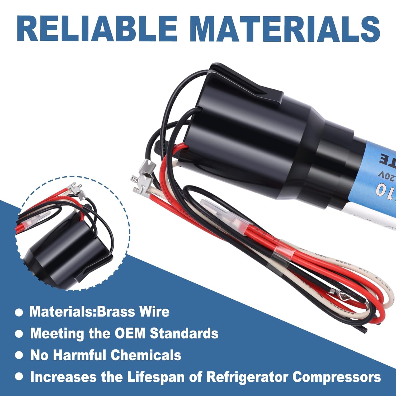 URCO410 3 in 1 Hard Start Kit Compatible with Refrigerators and Freezers (3 Pcs), 115V AC Solid State Relay Overload Protection for 1/4 to 1/3 HP Compressor Hard Start Capacitor