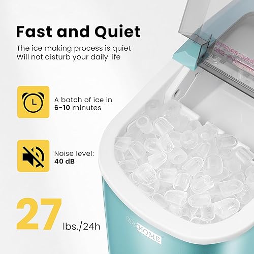 Miniatura 4 de VIVOHOME Máquina automática eléctrica portátil para hacer cubitos de hielo con cuchara de mano, 10 bolsas de hielo y función de autolimpieza, 27
