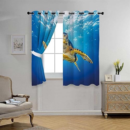 Miniatura 3 de Cortinas para Cocina Turtle Grommet Short Door Blackout Curtain Boho Drapes 55Inch Width by 72Inch Length,2 Panels