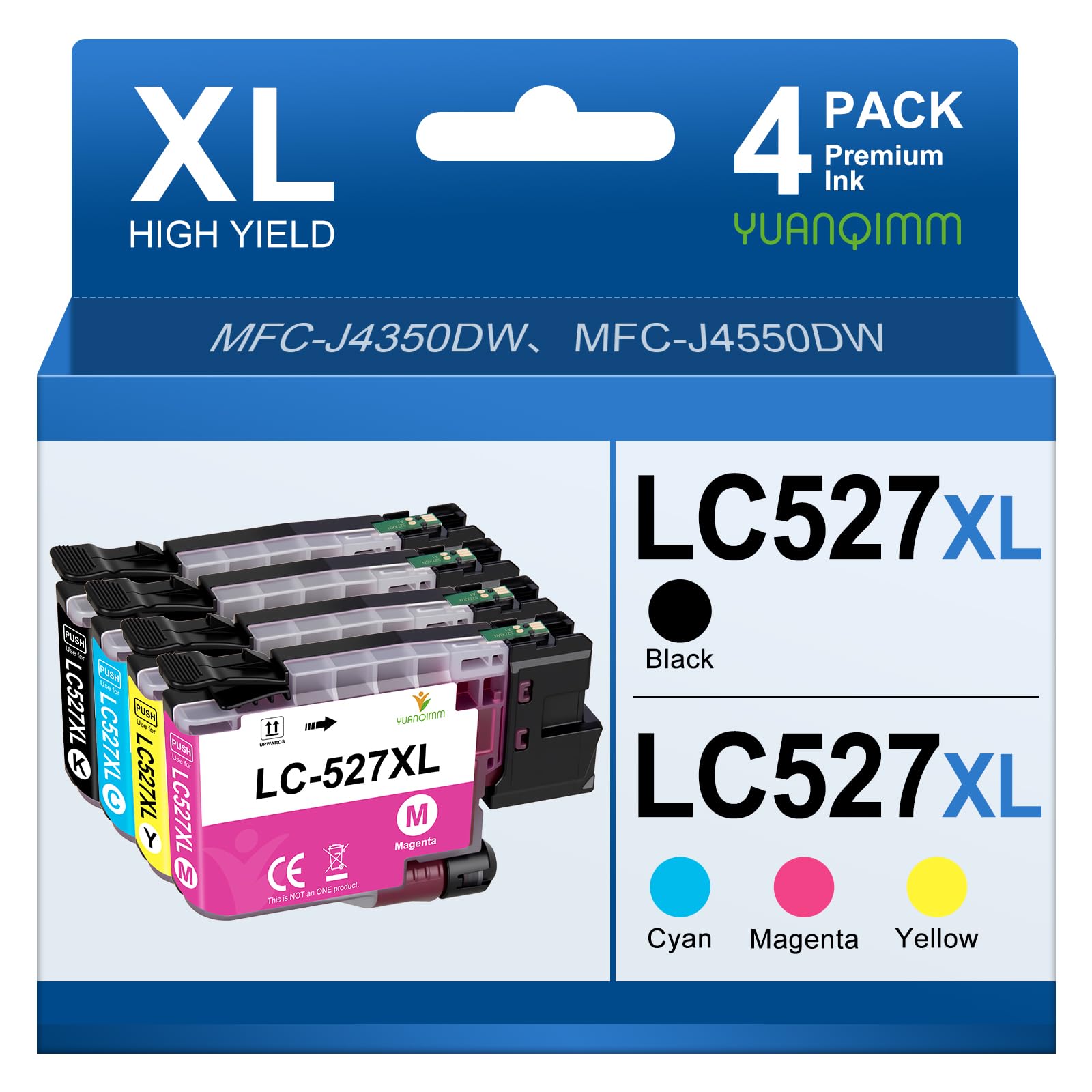 LC527XL LC527 Cartouches Compatibles pour Brother LC527XL Cartouches 527 | 527XL Cartouches Compatibles pour Brother MFC-J4550DW Cartouches d'imprimante pour Brother MFC-J4350DW Cartouches