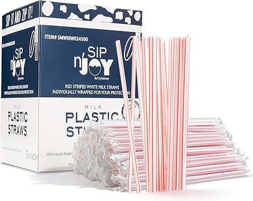 Miniatura 9 de 500 Agitadores de pajitas de plástico para cóctel, envueltos individualmente (envueltos en papel), 5.75 pulgadas, sin BPA, desechables, de colores,