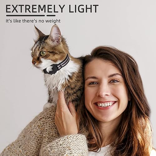 Miniatura 7 de FEEYAR AirTag - Collar de gato integrado con soporte para Apple AirTag, collar reflectante con GPS para gato con campana negro, collares ligeros