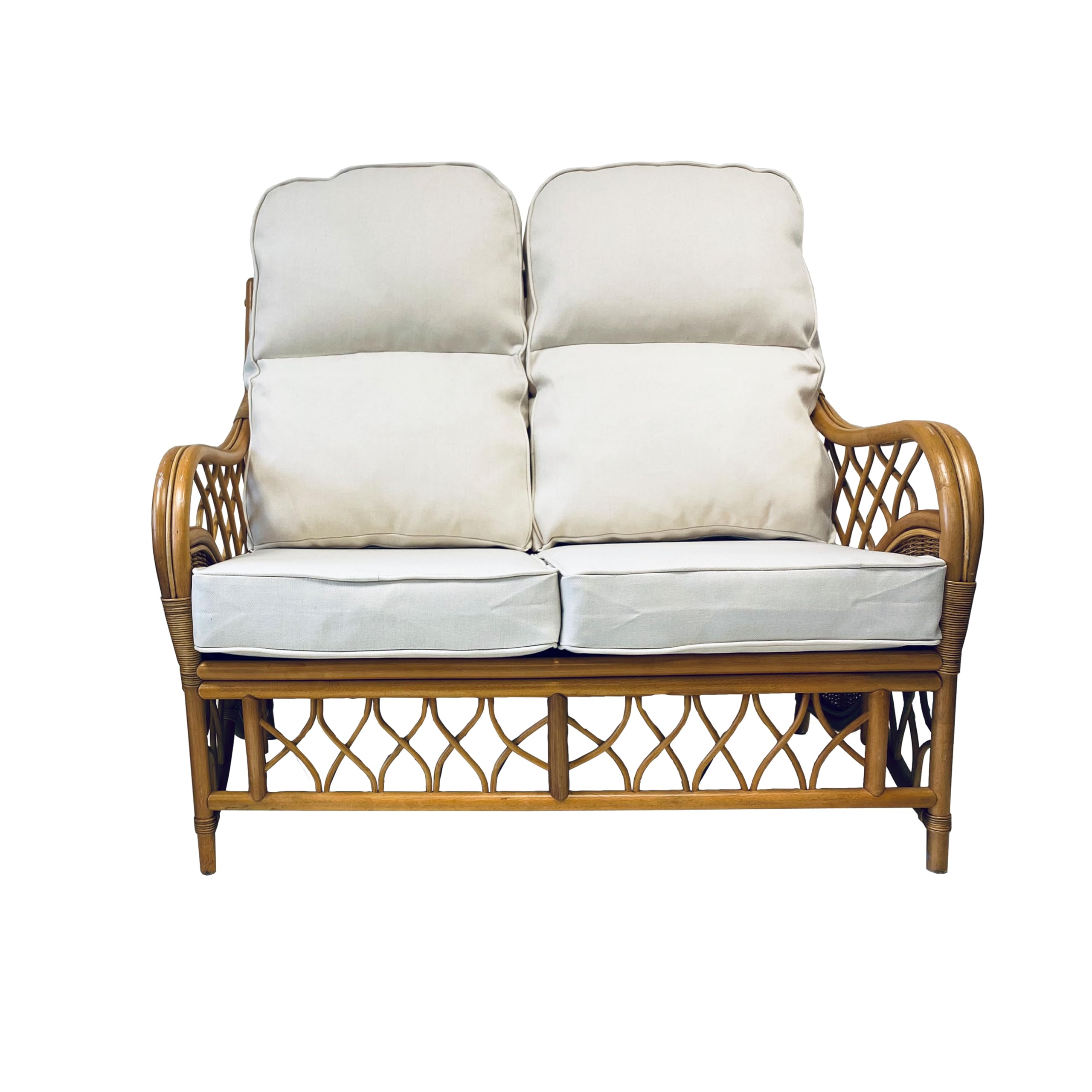 Replacement Cushions for Conservatory Cane Furniture with piped edging (CUSHIONS ONLY) (Herringbone Oyster, Sofa Cushions)