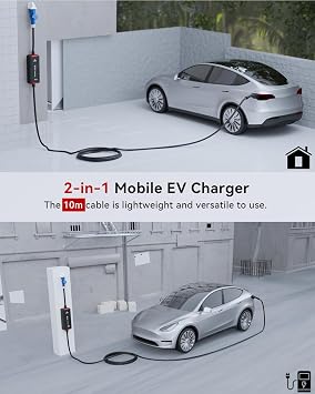 EV Charger Type 2 to CEE Plug- 7M Type 2 EV Charger| 7KW 32A| Mode 3 EV Charging Cable | 6-32A Switchable Current| Delay Timer |EV Mobile Charging Station for Electric Cars