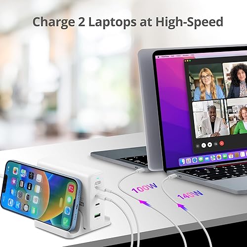 Miniatura 4 de SIIG Cargador GaN PD de 4 puertos USB-C de 240 W, 3C1A, PD 3.1QC 3.0 de carga rápida para MacBook ProAir iPad iPhone 14 Plus 13 12 Pro Max, Samsung