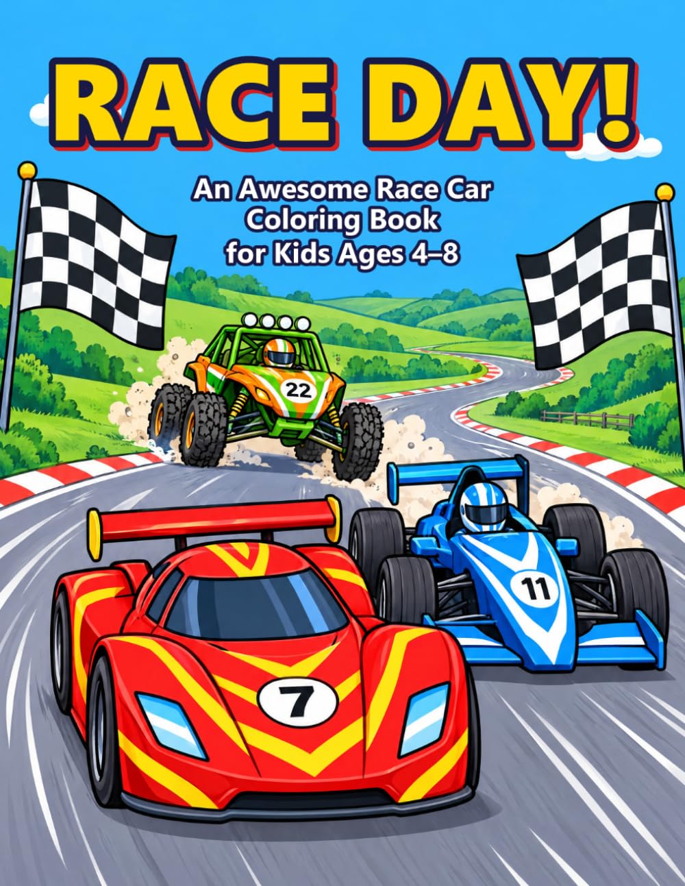 Smartphone Car Racing Race Day!: An Awesome Race Car Coloring Book for Kids Ages 4-8: Nixon ...
