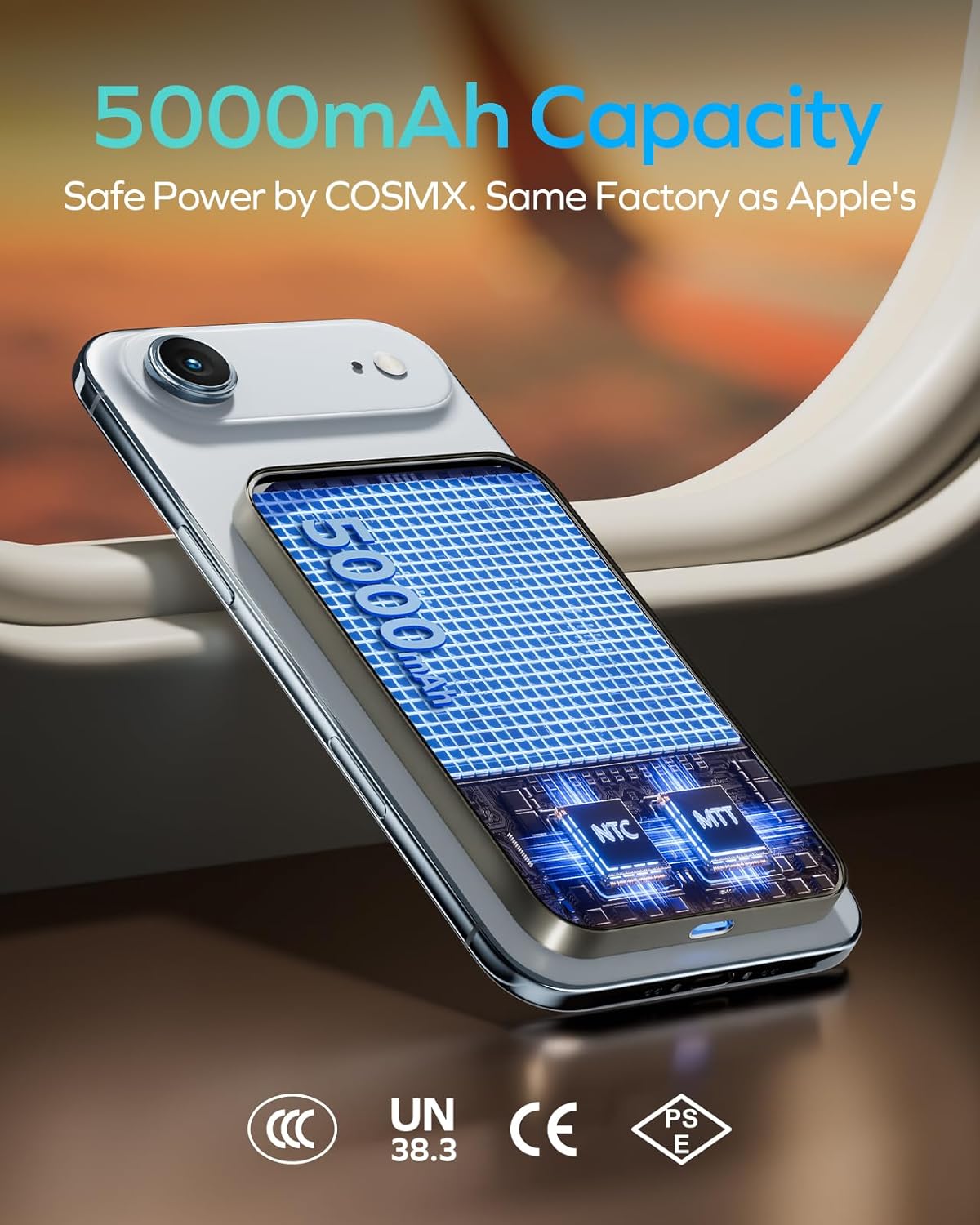 MOMAX Magnetic Wireless Power Bank 5000mAh, Ultra-Slim 0.3" MagSafe-Compatible Portable Charger, 20W USB-C PD Fast Charging, for iPhone 17/16/15/14/13/12 Series, Samsung Galaxy & Google Pixel