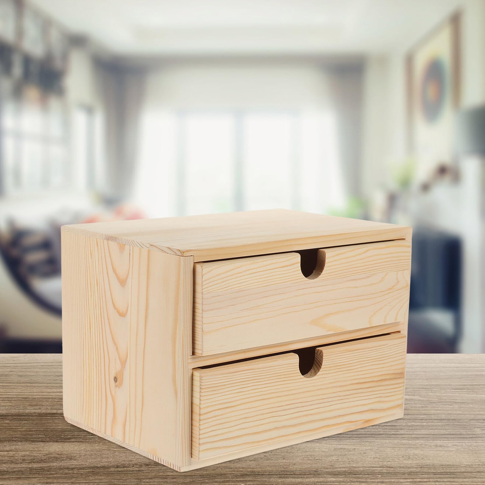 Schreibtisch-Organizer aus Holz mit Schubladen, 2-stöckig, kompakte Aufbewahrungsbox für Bürobedarf und Schmuck, stilvoller Schreibtisch-Organizer für Zuhause und Büro