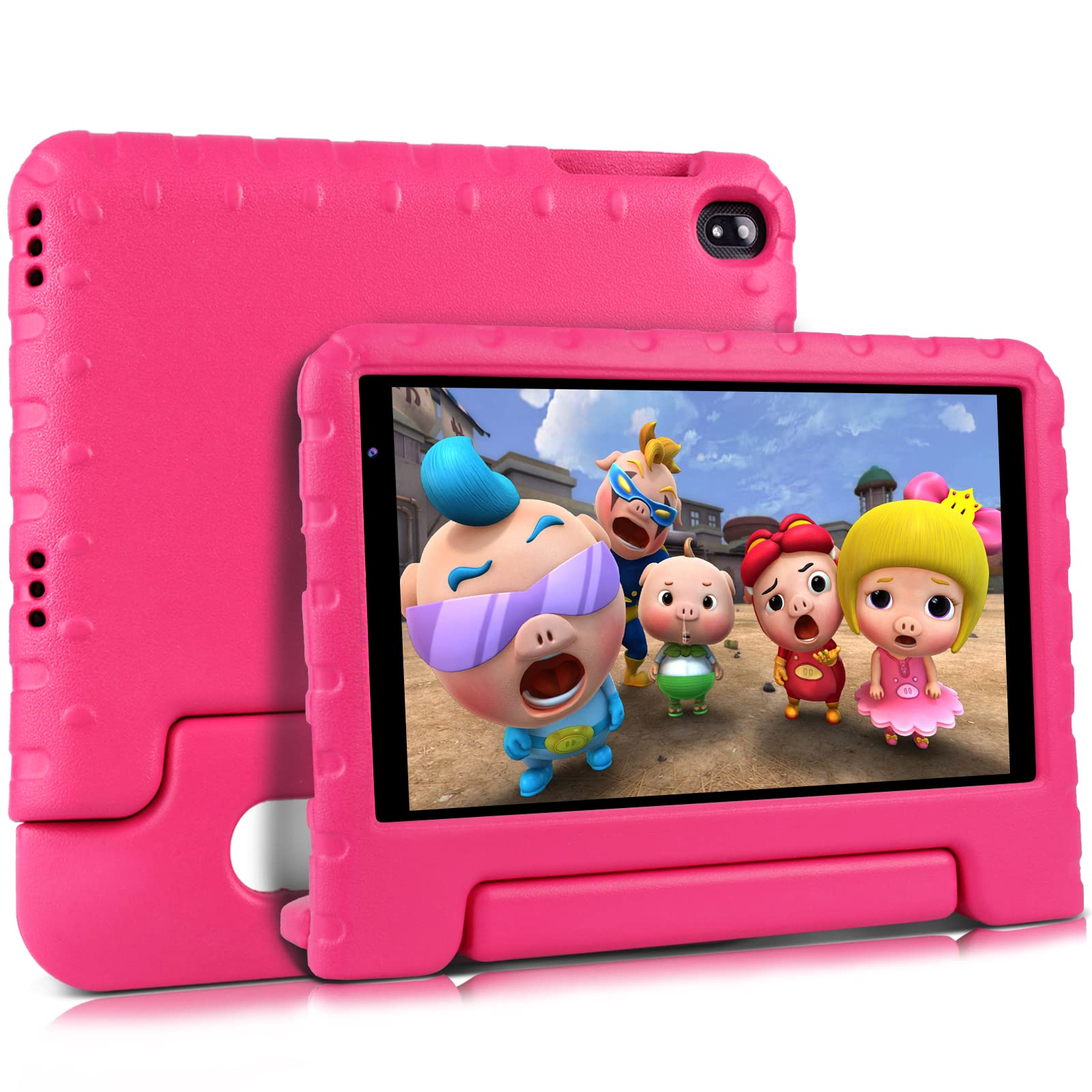 2026 Tablet Android con 8 Pulgadas con RAM + ROM (Memoria escalable), Tipo C, Certificación GMS, WiFi, Bluetooth 5.0, 1280 * 800 FHD IPS, Widevine L1, 3,5 mm, 3600mAh, Tablet Funda EVA - Pink