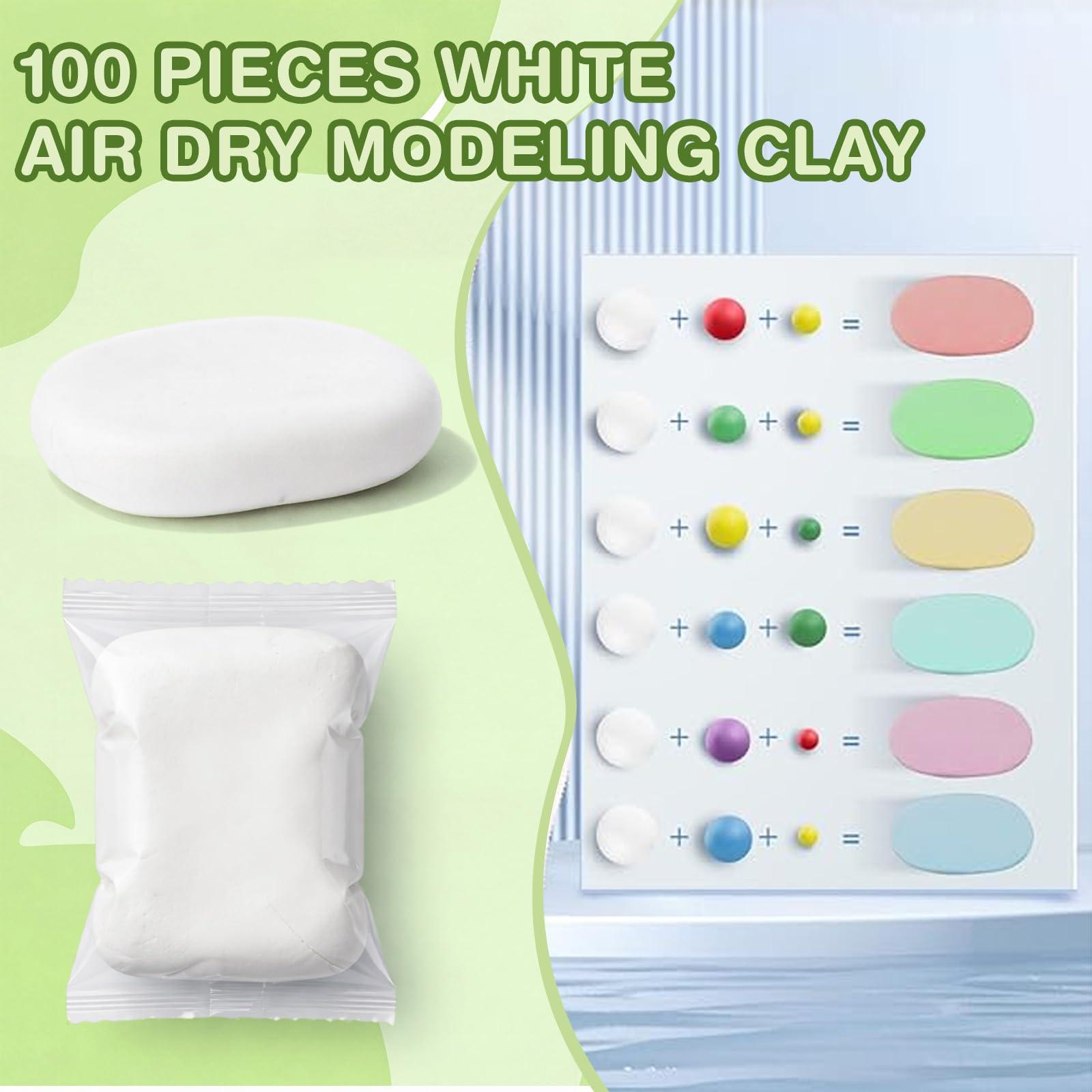 VioraWhite 100 arcillas de modelado a granel de arcilla seca al aire para niños, arcilla de modelado de espuma ligera, arcillas de moldeo para niños, adultos, manualidades, regalos, suministros de