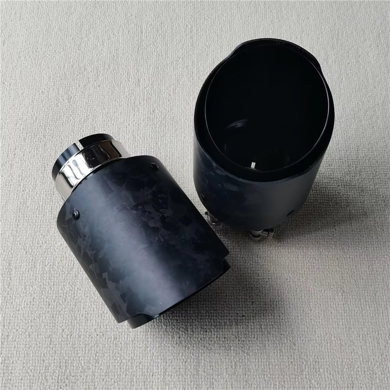 Cola Escape Coche Silenciador Carbono Mate Forjado Para Coche Escape Punta Silenciadores Universales Rectos Acero Inoxidable Boquilla 1 Pieza(ID 67MM OD 101MM)