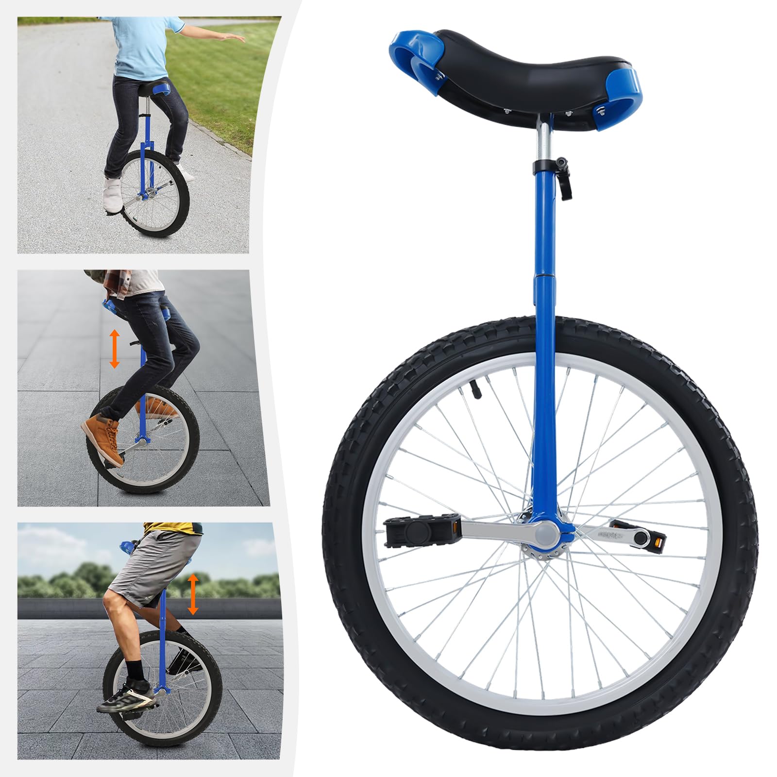 Monocycle 45,7 cm - Entraînement d'équilibre unicycle - Hauteur réglable - Avec poignée - Pour débutants et professionnels, hommes et femmes