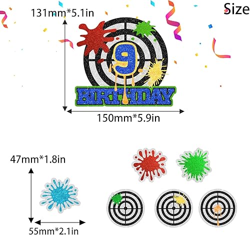 Miniatura 2 de Decoración para tartas de paintball 9 - para fiestas de salpicaduras de pintura, salpicaduras de fiesta de juegos de paintball, decoración de