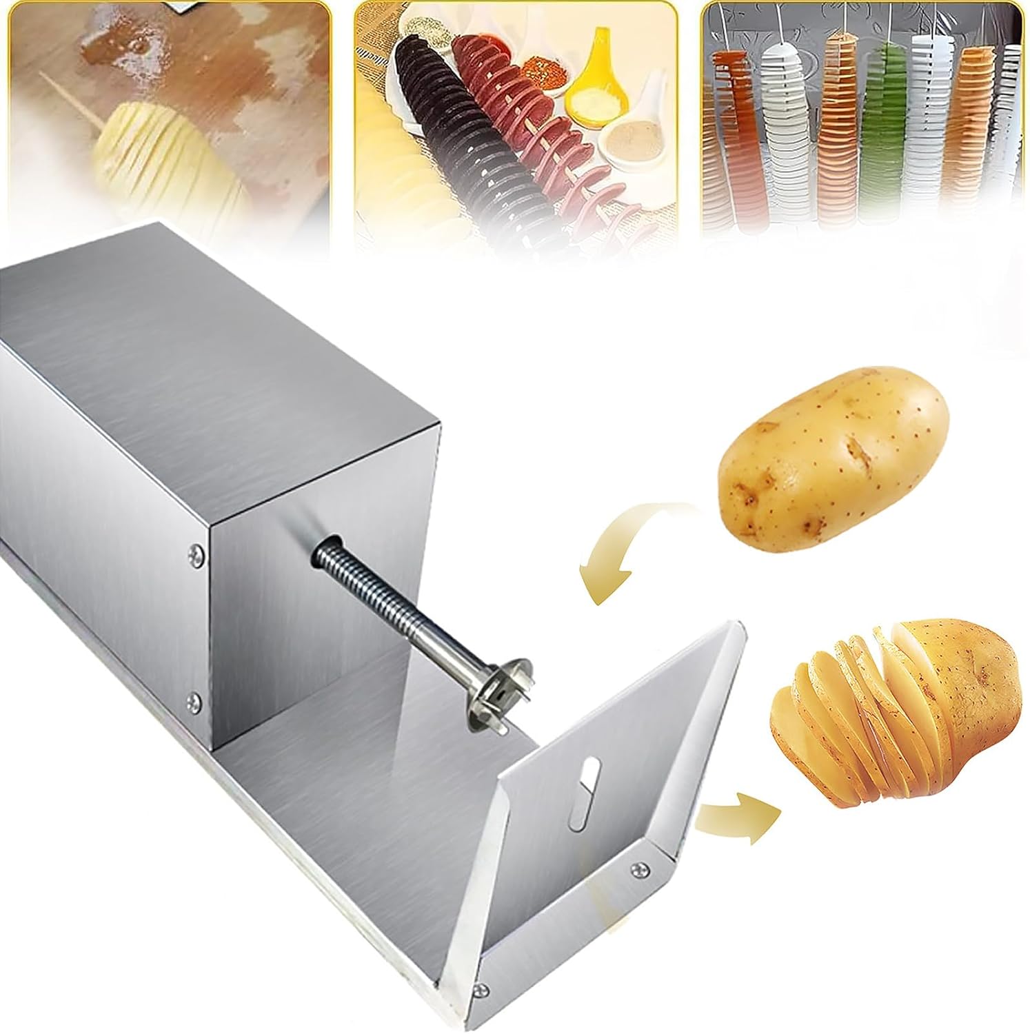 Electric Tornado Potato Slicer,Potato Spiral Machine with Switch Control,French Fries,Automatic Tornado Homemade Potato Chip
