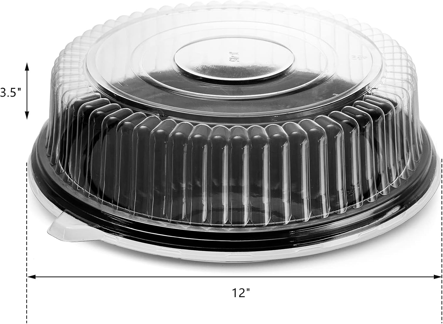 Frcctre 12 Pack 12 Inch Plastic Serving Tray with Lid, Disposable Plastic Food Serving Platters with Clear Dome Lids, Stackable Round Trays for Party, Takeout Food, Catering, Picnic