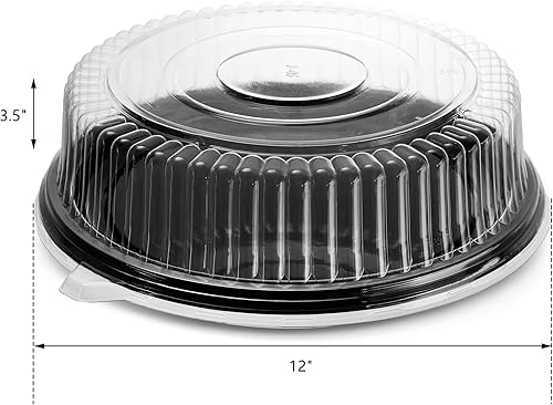 Miniatura 9 de Frcctre Paquete de 6 bandejas de plástico de 16 pulgadas con tapa transparente, bandejas redondas resistentes para servir aperitivos, bandeja de